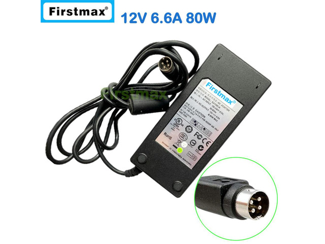 12V 6.6A 80W Power Supply for Posiflex POS JIVA EA10953A 4PIN charger