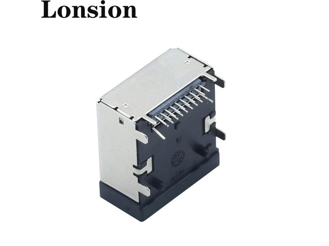 2PCS/LOT HDMI E TYPE 19Pin Female Header 90 Degree Board Support 8K HD Car Shockproof Connector