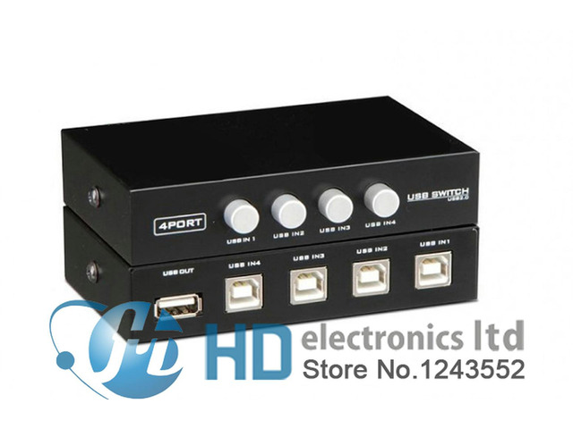 4 Ports USB 2.0 Sharing Switch Switcher Adapter Box For PC Scanner Printer