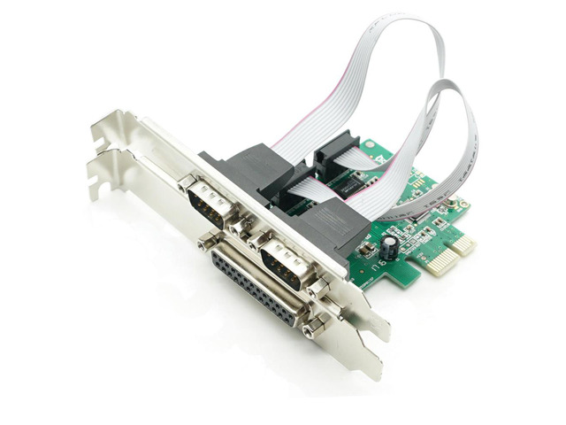 2 PORTS RS-232 Serial Port COM & DB25 Printer Parallel Port LPT to PCI-E PCI Express Card Adapter Converter WCH382 Chip DB9 DB25