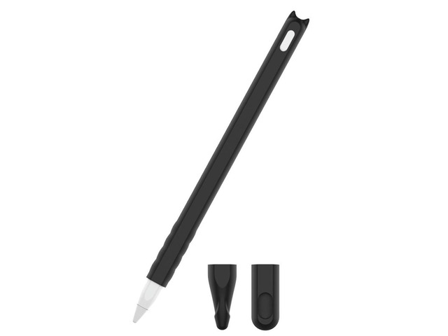 For Pencil 2Nd Generation Pen Case Drop-Resistant Protective Case Cartoon Silicone Pen Case Black