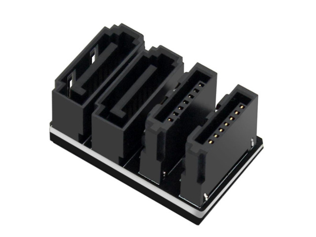 1Pcs Double SATA 7Pin Female to Double 7Pin Male 180 Degree Angled Adapter Mainboard SATA Adapter for Desktops SSD HDD