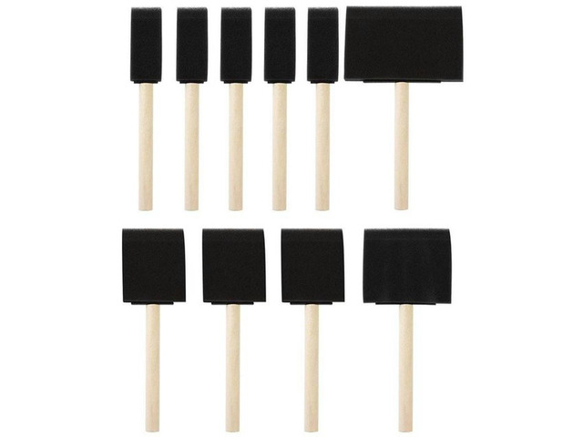 Foam Brush Painting Sponge Tool with Hardwood Handles Pack of 10