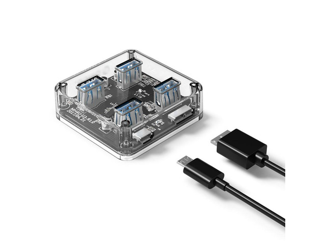 4 Ports Super Speed USB 3.0 HUB USB3.0 Transparent Desktop HUB Compact Design for your Microsoft Surface,Ultrabooks and Mac Book