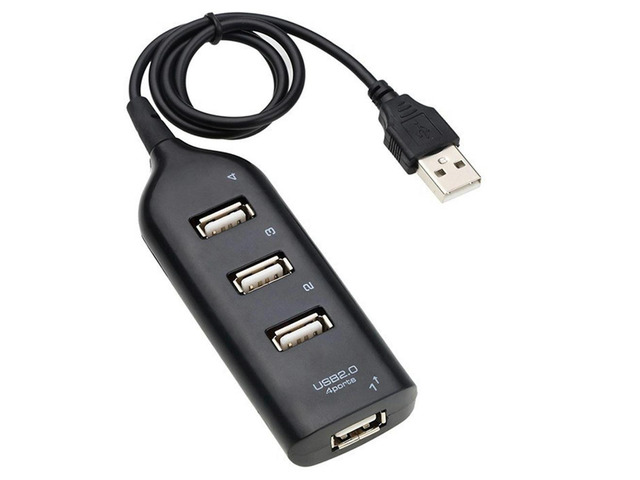 USB Hub 2.0 Multi-USB High Speed Hub Splitter 4-Port USB Hub Adapter for Laptop Receiver Computer Accessories Black