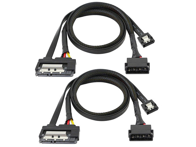 2 Pcs SATA 6G Data Cable, SATA Power 2-In-1 Extension Cord,LP4 IDE to SATA 15P Female with Serial ATA III 7 Pin Female