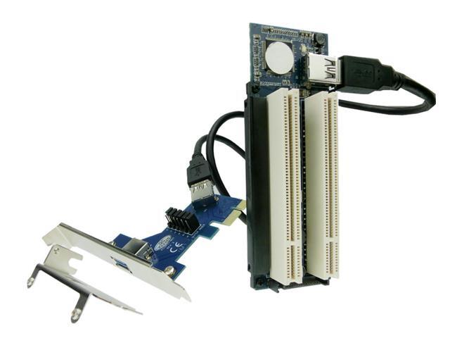 PCI-express x1 PCIe TO 2 PCI Adapter Router Dual PCI slot Riser Card usb3.0 low profile bracket