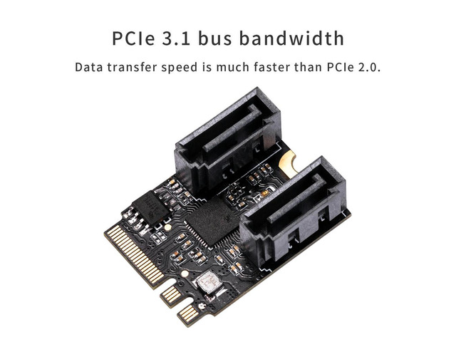 IOCREST M.2 ngff to sata 3 adapter card A Key and E key to 2 Ports SATA 6Gb/s adapter card 2230mm size free driver