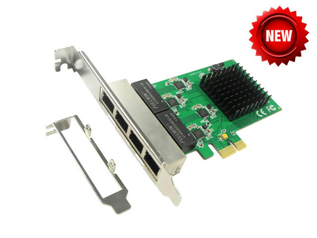 PCI-Express 4 Ports Gigabit Ethernet Controller Card, RTL8111 Chipset, support low profile bracket PCIE to 10/100/1000Mbps