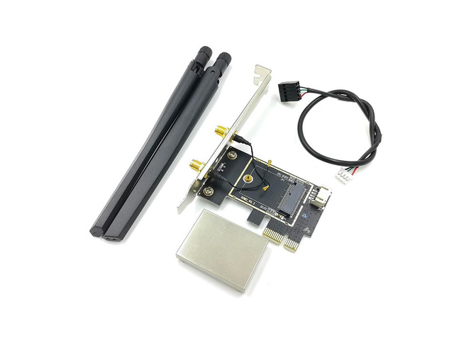 NGFF M2 Wireless Card to PCI-E Pcie Desktop Bluetooth Converter Adapter with 2 AC Antenna for AX200 9260AC 8265NGW