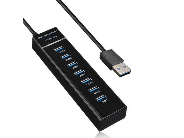 USB Hub, 7 Port USB 3.0 Hub LED Portable High-Speed Compatible for MacBook Air, Mac Mini/Pro, Surface Pro, PC and Laptop