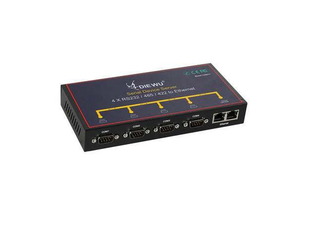 Industrial Grade Serial Server 4 port Serial RS232/485/422 Device 10/100Mbps Full Duplex /Half Duplex dual ethernet RJ45 to com