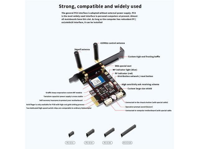 Tuya Computer Power Reset Switch PCIe Card for PC Destop Computer,APP Remote Control,Support Google Home,MINI Card