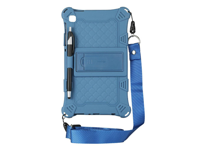 Silicone Case for Tab A7 Lite 8.7 Inch 2021 T220 T225 Tablet Case Tablet Stand with Pen and Strap,Blue