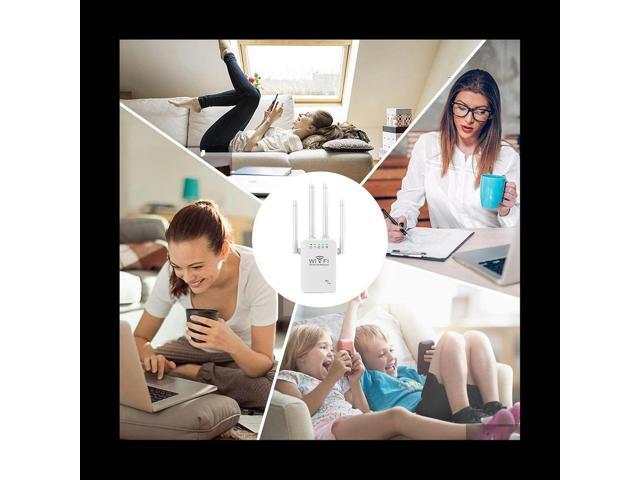 300M Router Wireless Repeater 2.4G Signal Booster Extender 4 Antenna Router Signal Amplifier for Home(EU Plug)