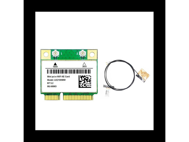 AX210HMW Card+Antenna 6E Mini PCI-E AX210 802.11Ax/Ac 2.4G/5G/6Ghz BT5.2 Wireless Adapter for Laptop