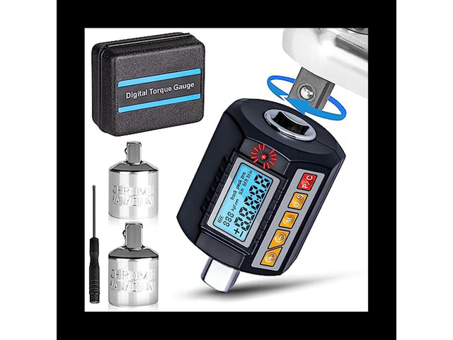 Digital Torque Wrench Adapter 1/2, 3/8Inch, 1/4Inch-on LED Backlight Memory Function 50H Working Time for Car Repairing