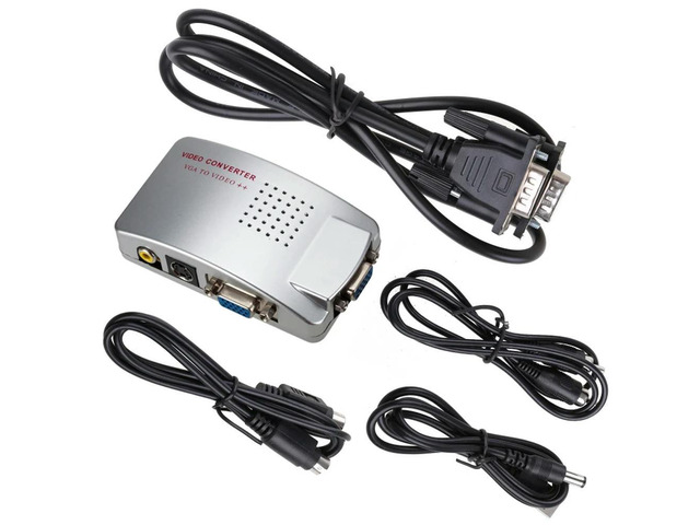 NTSC VGA to RCA Adapter Converter Video Box for PC Support S-video RGB NTSC Computer NTSC VGA to RCA Adapter Converter Video Box for PC Support...