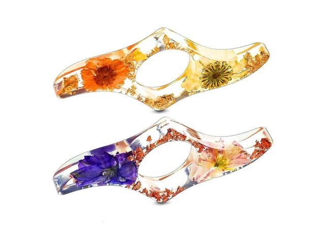 Ruth's sister 2Pcs Dried Flower Resin Thumb Book Holder-Handmade Resin Holders Light Weight Book Opener Bookmarks (Fresh Style)