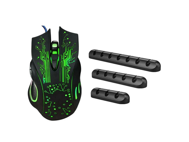Ruth's sister 1Pcs Cable Clips Cord Management Organizer Wire Cord Holder & 1Pcs Wired Mouse Supply Silent Gaming Mouse