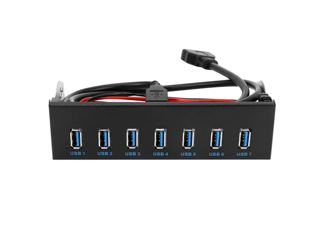 Ruth's sister 7 Port USB 3.0 Hub 5Gbs 5.25Inch CD-ROM Drive Bay CD ROM Front Panel For Computer Case+USB 3.0 19-Pin Header To Type-A Male Cabl