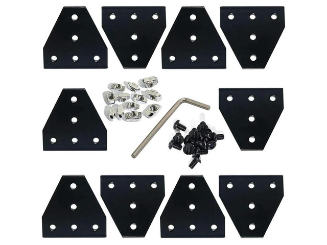 Ruth's sister 3D Printer Frame Parts Standard 6Mm Slot Aluminum Profile 2020 Series Black 5-Hole T-Shaped Joint Plate With M5 T Nut