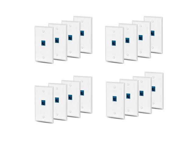 Ruth's sister 24X Cat6 Ethernet Wall Plate Outlet 1 Port RJ45 Network Female To Female Keystone Wall Coupler Jack Plate White & Blue