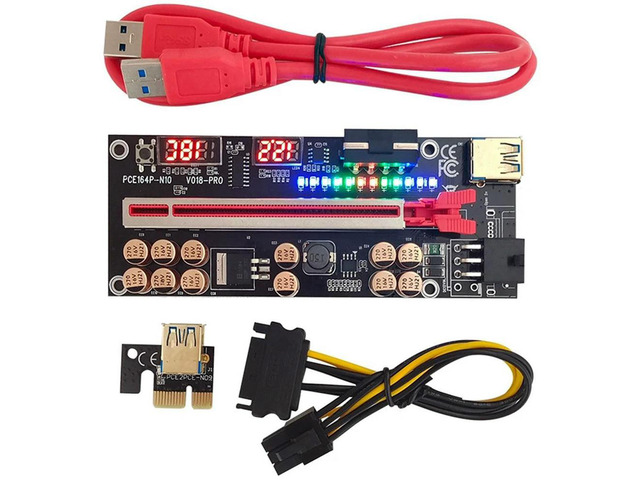Ruth's sister 8X VER018 PRO PCI-E Riser Card USB 3.0 Cable 018 PLUS PCI Express 1X To 16X Extender Pcie Adapter For BTC Mining(Red)