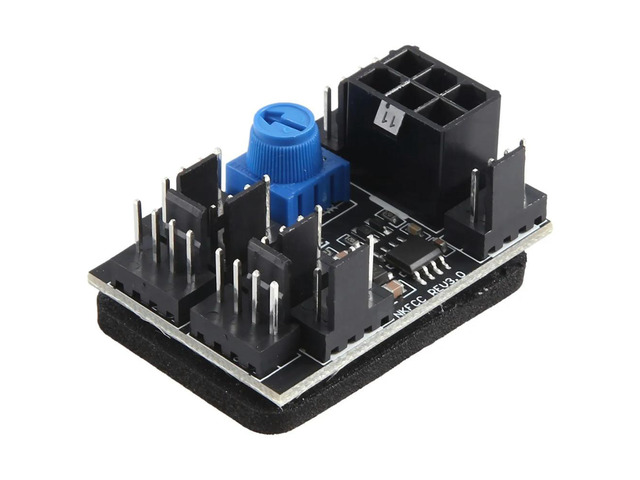 3-Pin 4-Pin Fan Adapter PWM PC Case Cooling Fan Hub 8-Way Splitter 12V Speed Controller with 6-Pin Power Port-AB01