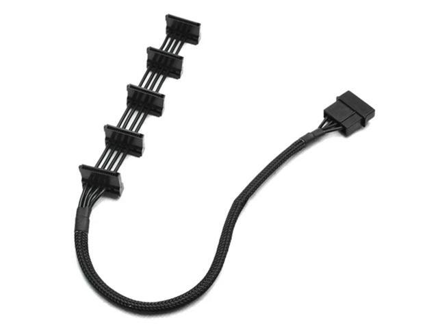 4-Pin IDE 1to 5 SATA SATA Power Cable Adapter Splitter Cables 18AWG Black Sleeved 40cm for PC Server-AB01