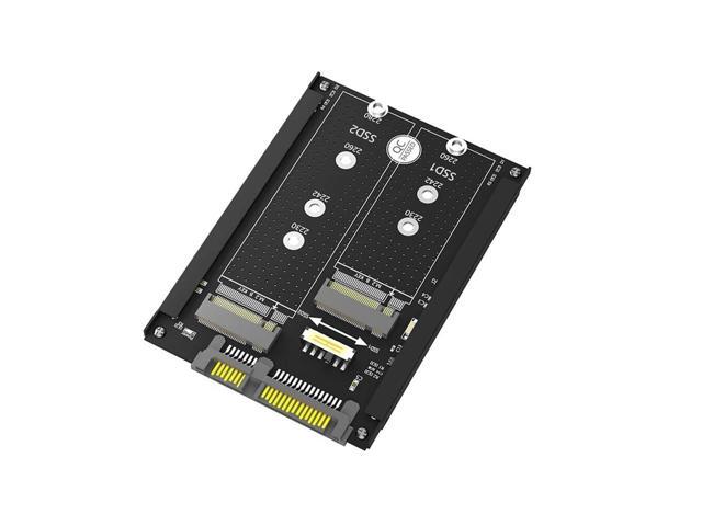 Dual M.2 B Key/ Key SSD to 2.5Inch SATA III Adapter with Frame Bracket - Retain MSATA SSD As 7mm 2.5Inch SATA Drive-AB01