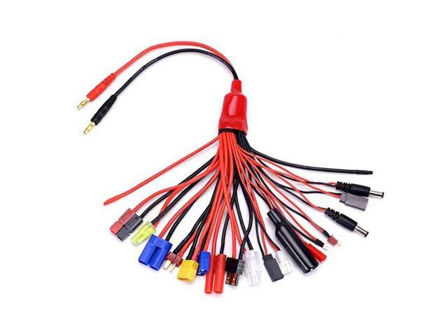 19 In1 RC Lipo Charger Splitter Cable Adapter 4mm Banana Plug to for JST FUTABA XT60 EC3 EC5 McpX-AB01