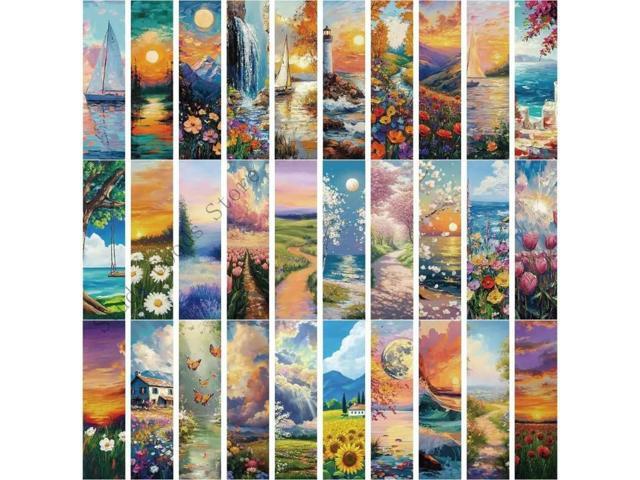 30Pieces Scenic Art Pattern Bookmarks Reading Aids for Book Lover Writer Student Paper Book Markers Book Page Divider