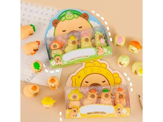 4Pieces Cartoon Animal Erasers Easy Erasing Rubber Erasers Stocking Fillers