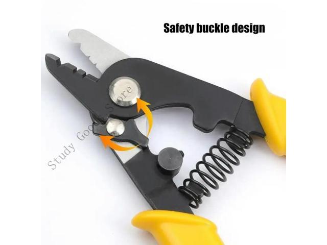 Multifunctional Optical Fiber Stripper Tool 125um 3mm Capacity Wire Stripping Pliers Metal Construction Yellow Handles
