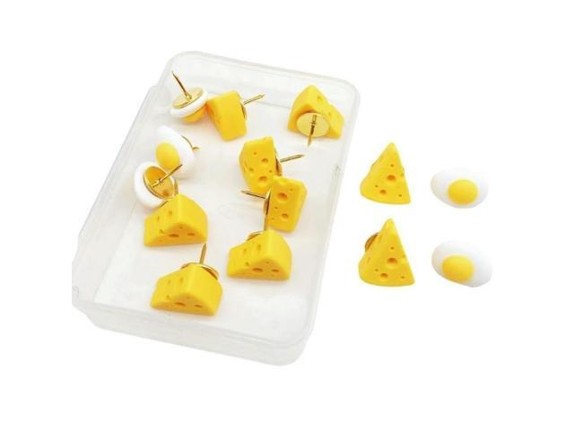 20Pcs Cheese Eggs Push Pins Cork Notice Board Thumb Tacks Drawing Pin Decorative Pushpin for Office Bulletin Board