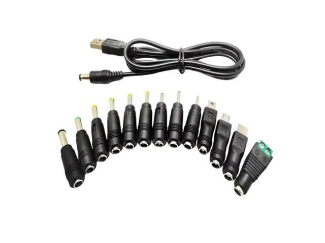 Multi Connectors USB to Power Cable with 13 Adapters 5V USB to 5.5x2.1mm Power