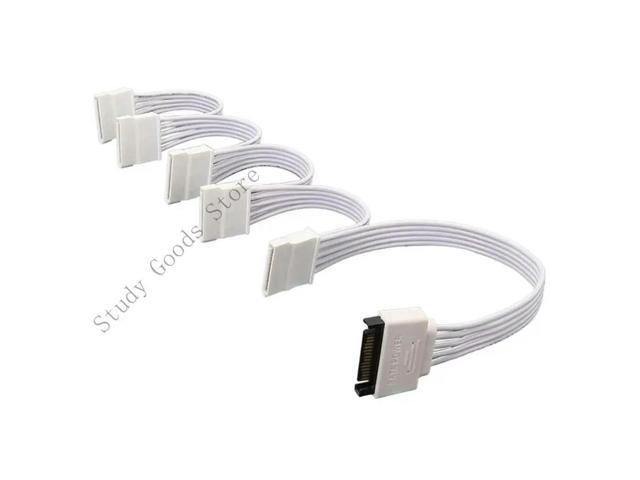 SATAs Power Adapter Cable 15Pin Male to 5 Female for Efficient HDD SSDs Setups