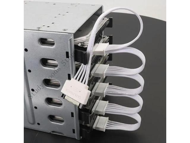 SATAs Power Adapter Cable 15Pin Male to 5 Female for Efficient HDD SSDs Setups