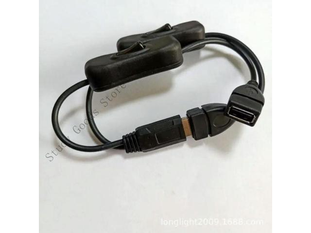USB A to Two Y Cable with Switches for Powering Small Devices and Data Transfer