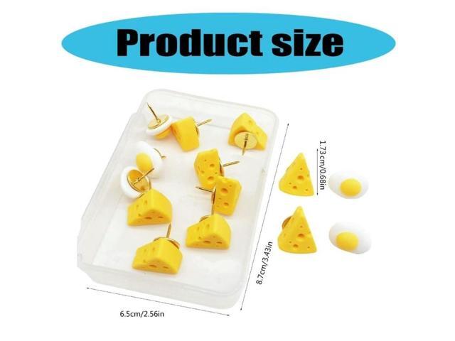20Pcs Cheese Eggs Push Pins Cork Notice Board Thumb Tacks Drawing Pin Decorative Pushpin for Office Bulletin Board