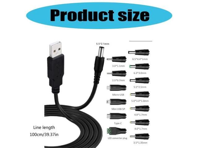 Multi Connectors USB to Power Cable with 13 Adapters 5V USB to 5.5x2.1mm Power