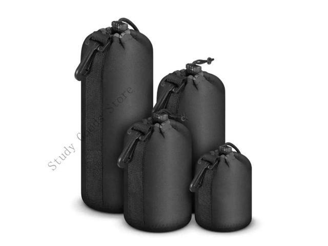 4Pcs Neoprene Waterproof Camera Lens Bag Video Lens Soft Drawstring Protector Case For Most Digital DSLR Camera