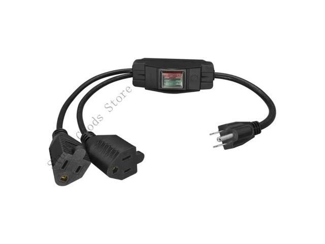 5-15P to 2x 5-15R Splitter Power Cord Extension Adapter 1 to 2 Female Splitter