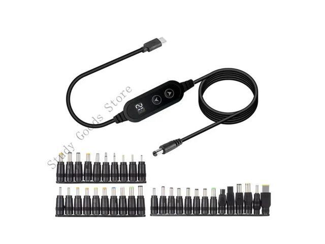 PD65W USB C to DC5525 Fast Charging Cord 5V 9V 12V 15V 20V 3A Adjustable Power Supply Cable With Multiple Adapters