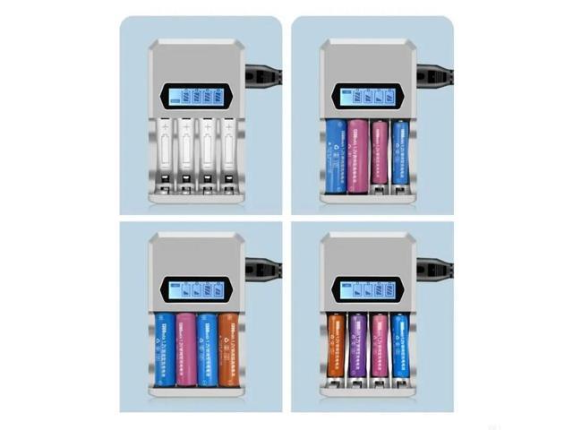 Fast Speed 4 BayUSB Input for AA 3A NiMH NiCD Batteries Featuring Independent Charging and LCD Display
