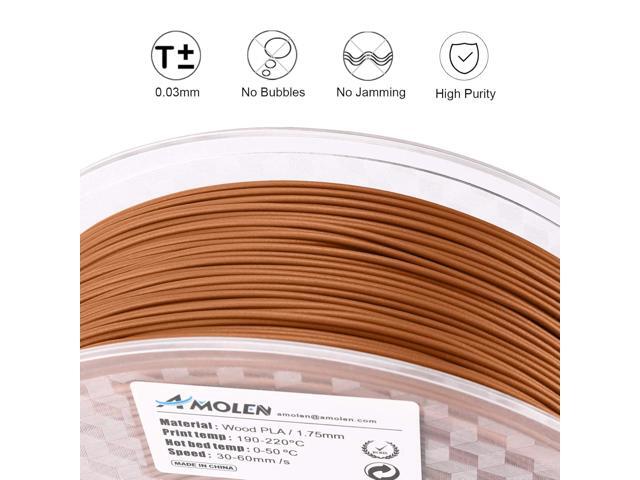 AMOLEN PLA 3D Printer Filament,Wood Pla Filament PLA Printing Filament 1.75mm 15% Real Wood,1KG Cherry Wood Color Nature Wood Texture