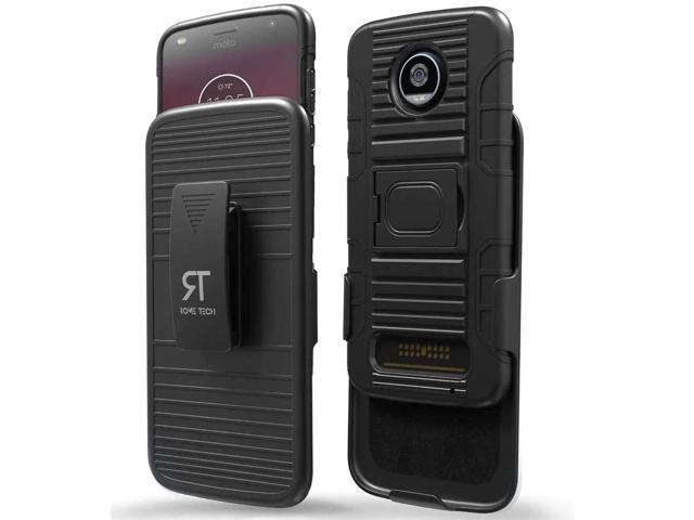Rome Tech For Motorola Moto Z2 Play Dual-Layer Holster Case with Kickstand