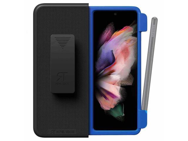 Samsung Galaxy Z Fold3 5G 7.6 (2021) Rome Tech Shell Holster Combo Case (Pen Edition) - Blue Case / Black Holster