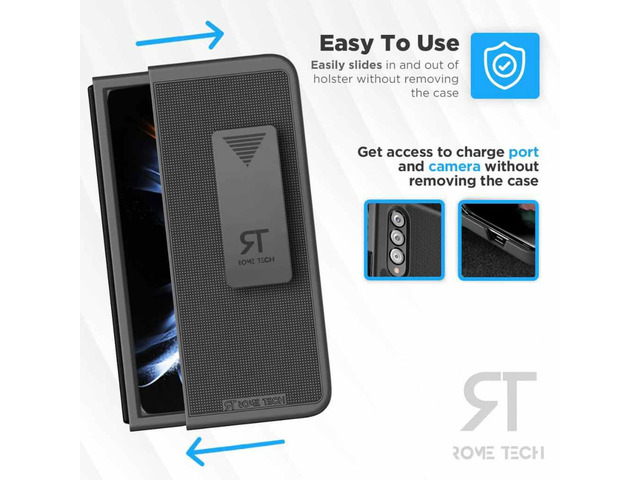 Samsung Galaxy Z Fold4 5G 7.6' (2022) Rome Tech Shell Holster Combo Case (Pen Edition) - Black
